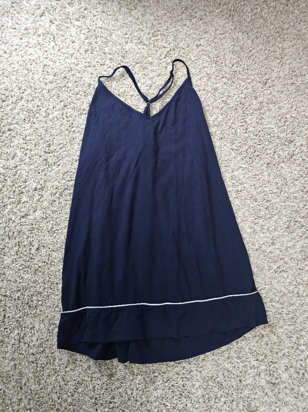 Women's Navy Pajama Dress with White Trim